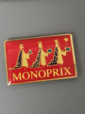 Pin's ancien Monoprix rétro, badge vintage collection années 80 90 rare