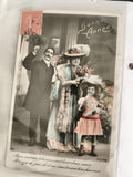 Carte postale ancienne Bonne Année famille colorisée CPA début XXe