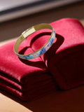 Bracelet jonc vintage doré motif floral émaillé rétro chic femme bijou