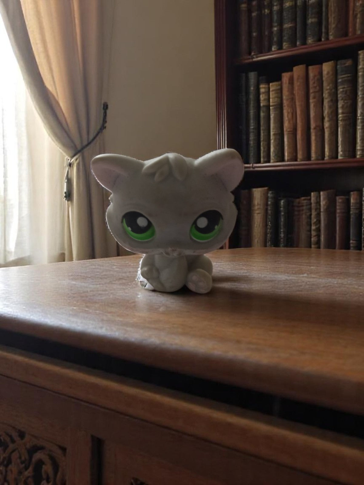 Figurine Petshop vintage chat gris yeux verts ancien LPS rare