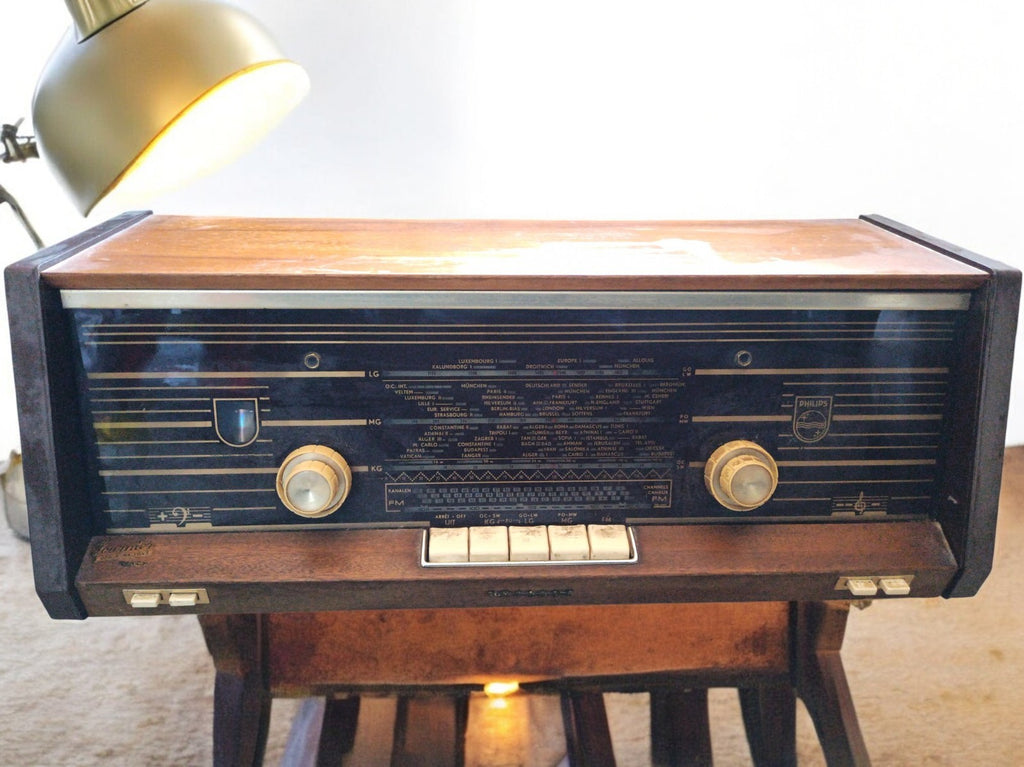 Radio vintage PHILIPS multibandes bois bakélite années 50/60 ancien poste TSF