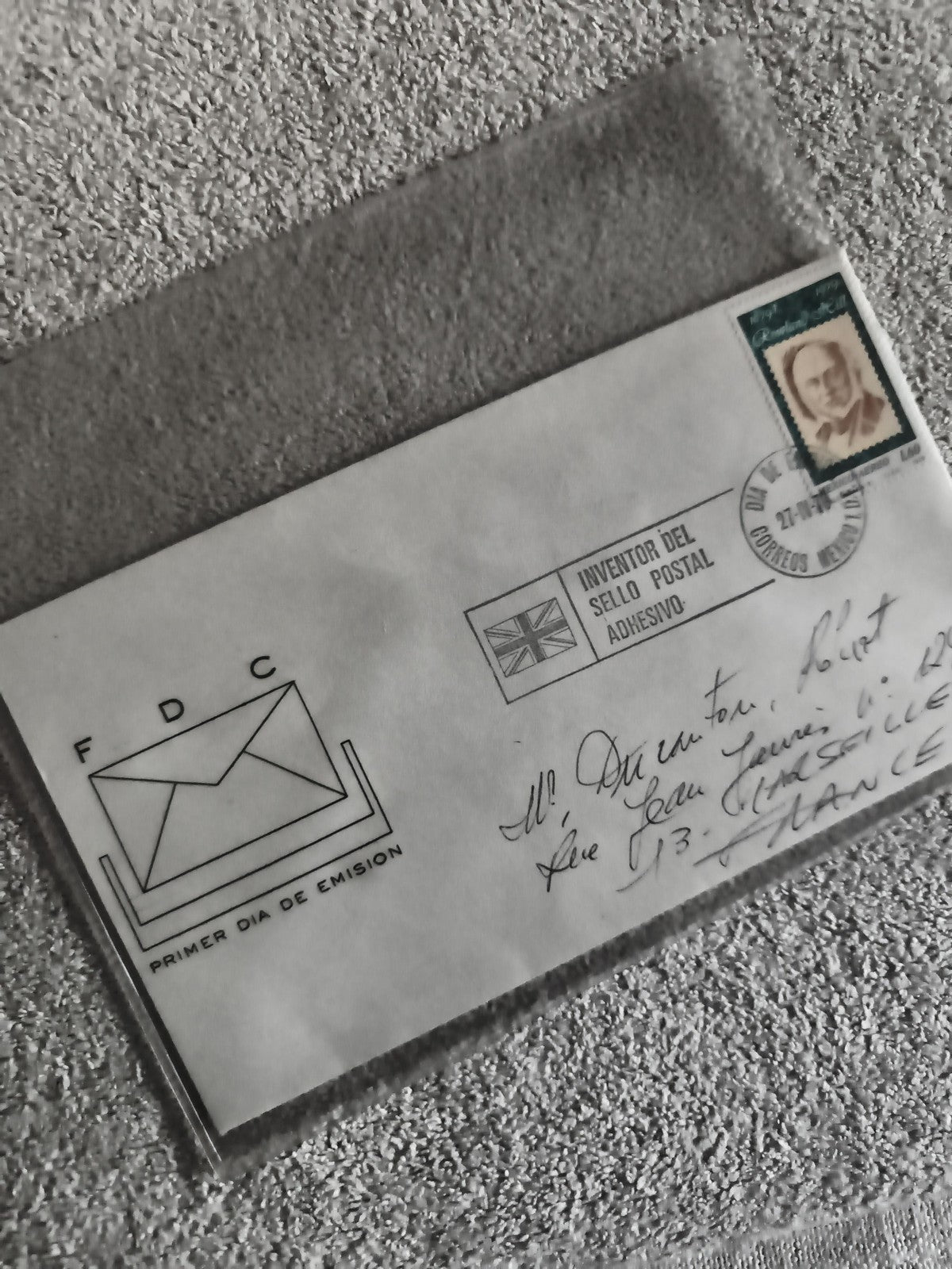 Lettre FDC Premier Jour Espagne, inventeur du timbre, oblitération 1979 Philatél