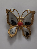 Broche papillon vintage dorée miroir, bijou rétro fantaisie élégant