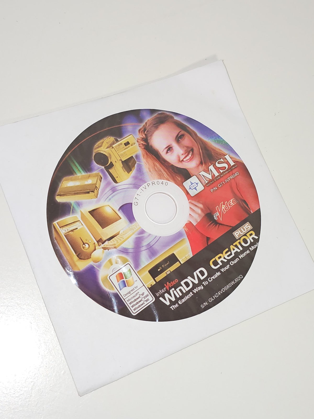 CD logiciel MSI WinDVD Creator pour installation pilote, support PC multimédia