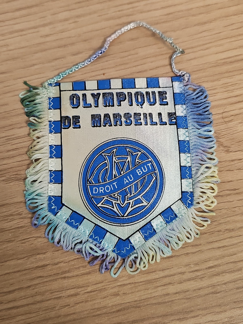 Fanion ancien Olympique de Marseille OM vintage bleu blanc rétro football