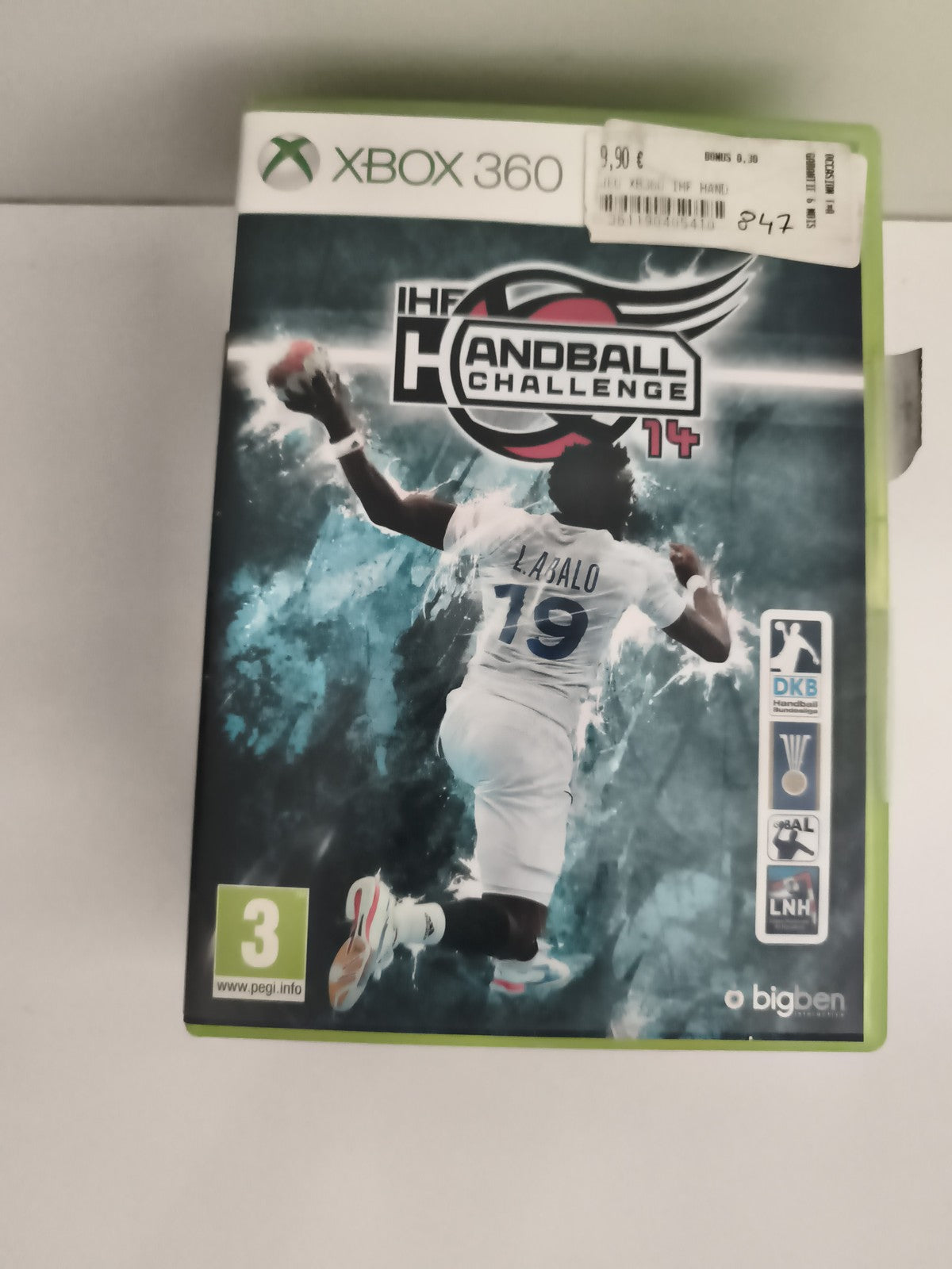 Jeu Xbox 360 IHF Handball Challenge 14 bigben, jaquette L. Abalo, handball