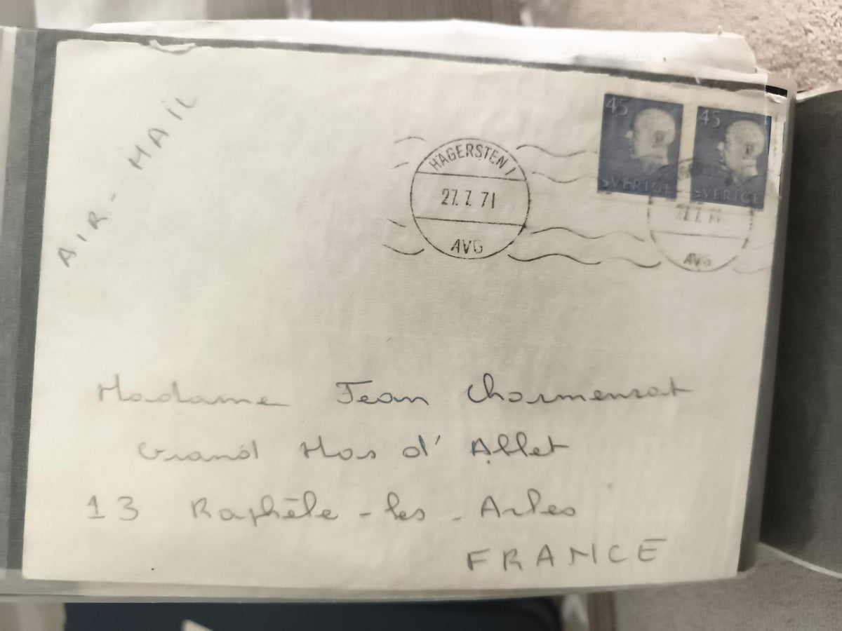 Lettre affranchie Suède 1971, 2 timbres 45 öre, cachet Hägersten, Air Mail Franc