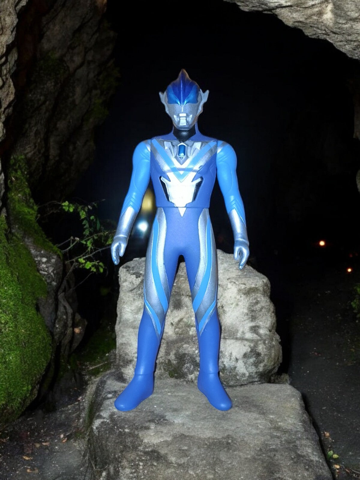 Figurine Ultraman Tregia Bandai vintage bleu argent héros tokusatsu