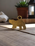 Pendentif ours vintage métal martelé années 50, bijou rétro animalier