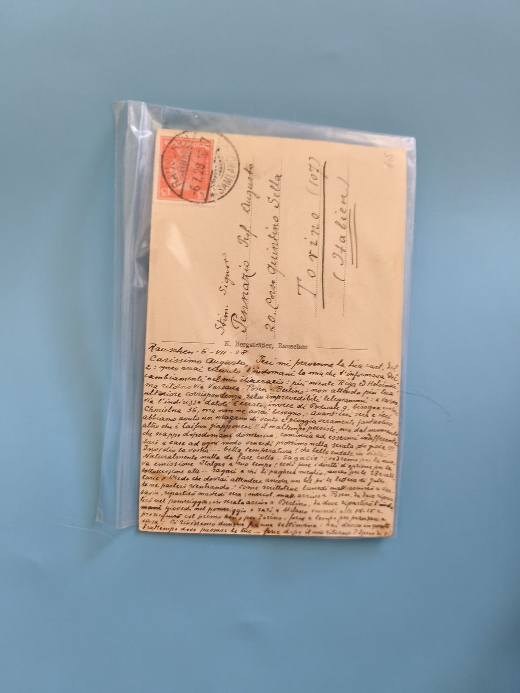 Carte postale ancienne italienne vintage époque coloniale avec timbre et oblitér