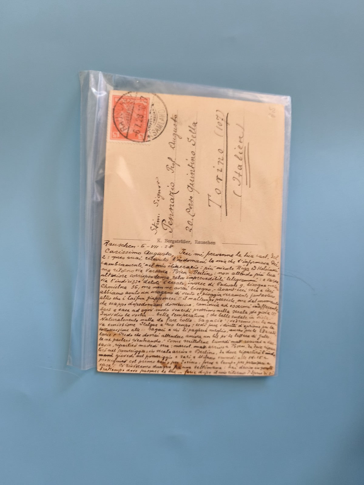 Carte postale ancienne italienne vintage époque coloniale avec timbre et oblitér