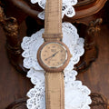 Montre vintage Pierre Rucci quartz, cadran beige, bracelet aspect croco