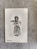 Carte postale illustrée 1er Avril fillette poisson humour CPA ancienne