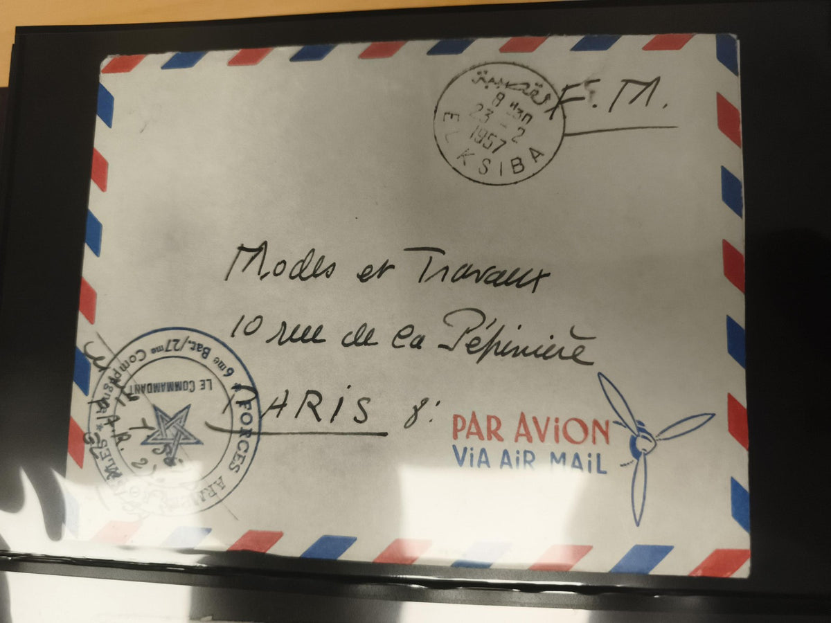 Lettre avion 1957 Maroc Paris cachet militaire Forces françaises philatélie
