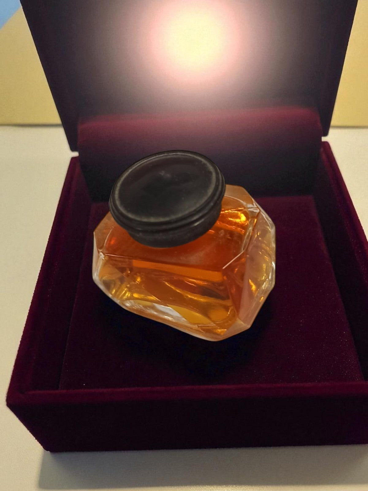 Mini flacon parfum vintage ancien, bouchon noir, déco rétro, rare collection