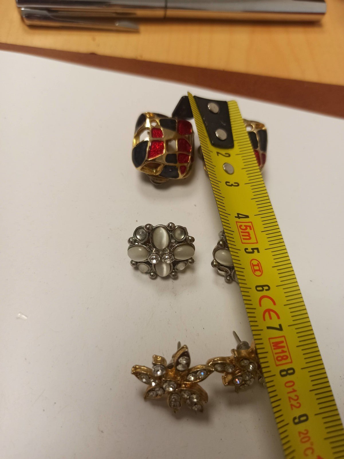 Lot 3 paires boucles d?oreilles vintage rétro doré email perles fantaisie ancien