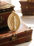 Médaille miraculeuse Vierge Marie vintage métal doré pendentif religieux