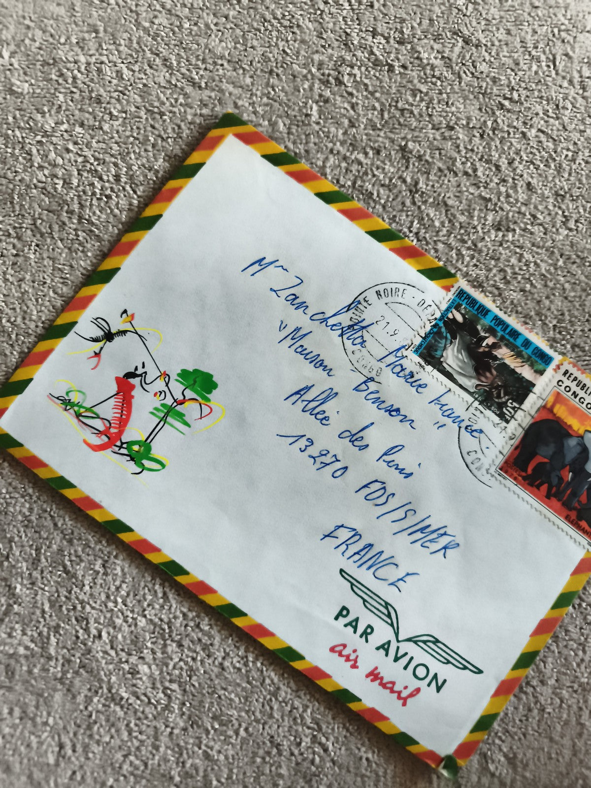 Lettre affranchie Côte d'Ivoire, enveloppe illustrée Par Avion, timbres Afrique,