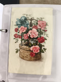 Carte postale ancienne fleurs roses puits illustration vintage CPA