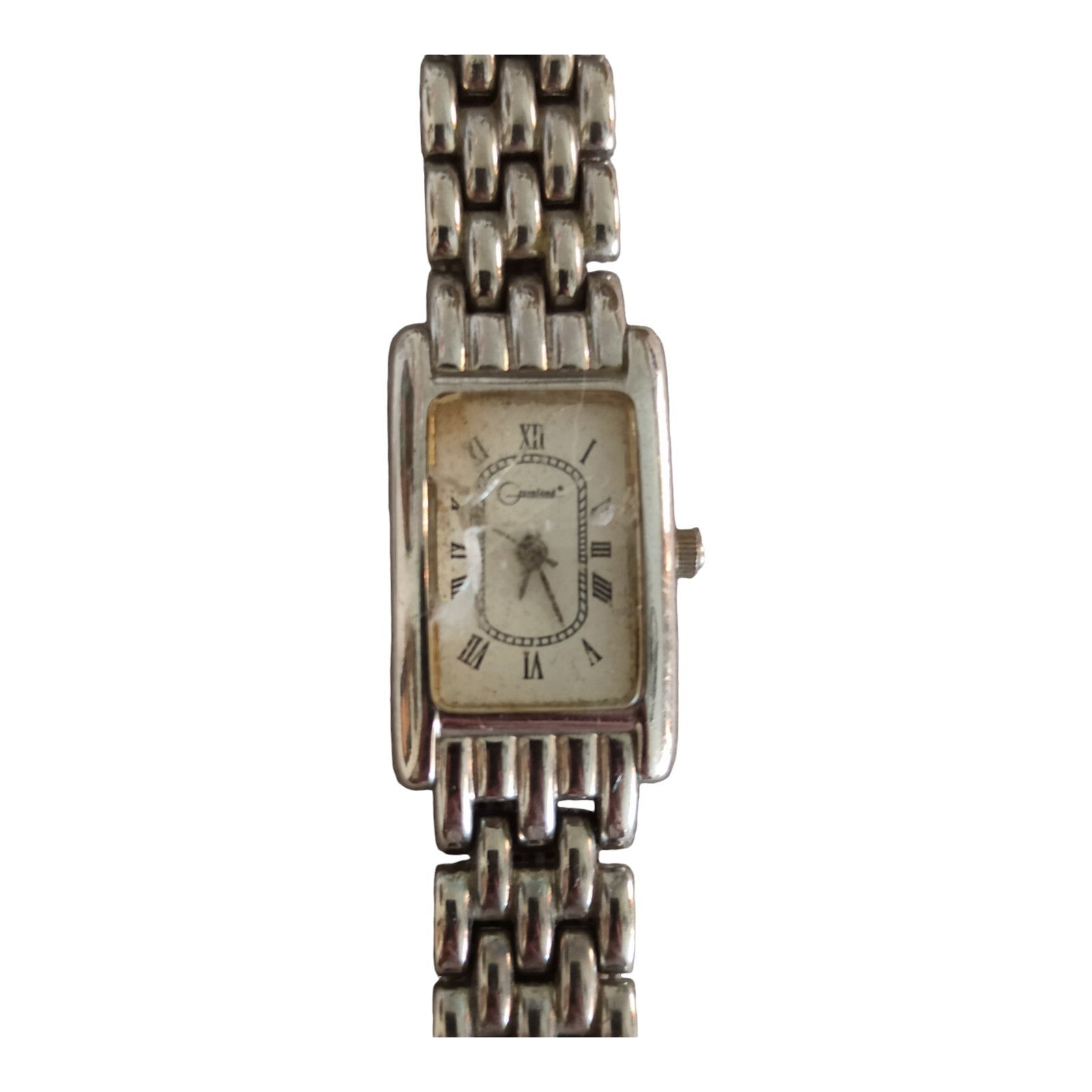 Montre femme Greenland vintage rectangulaire acier, design rétro, cadran chiffre