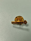 Vintage pin's BRONNER doré, logo graphique ancien, collection badge rétro