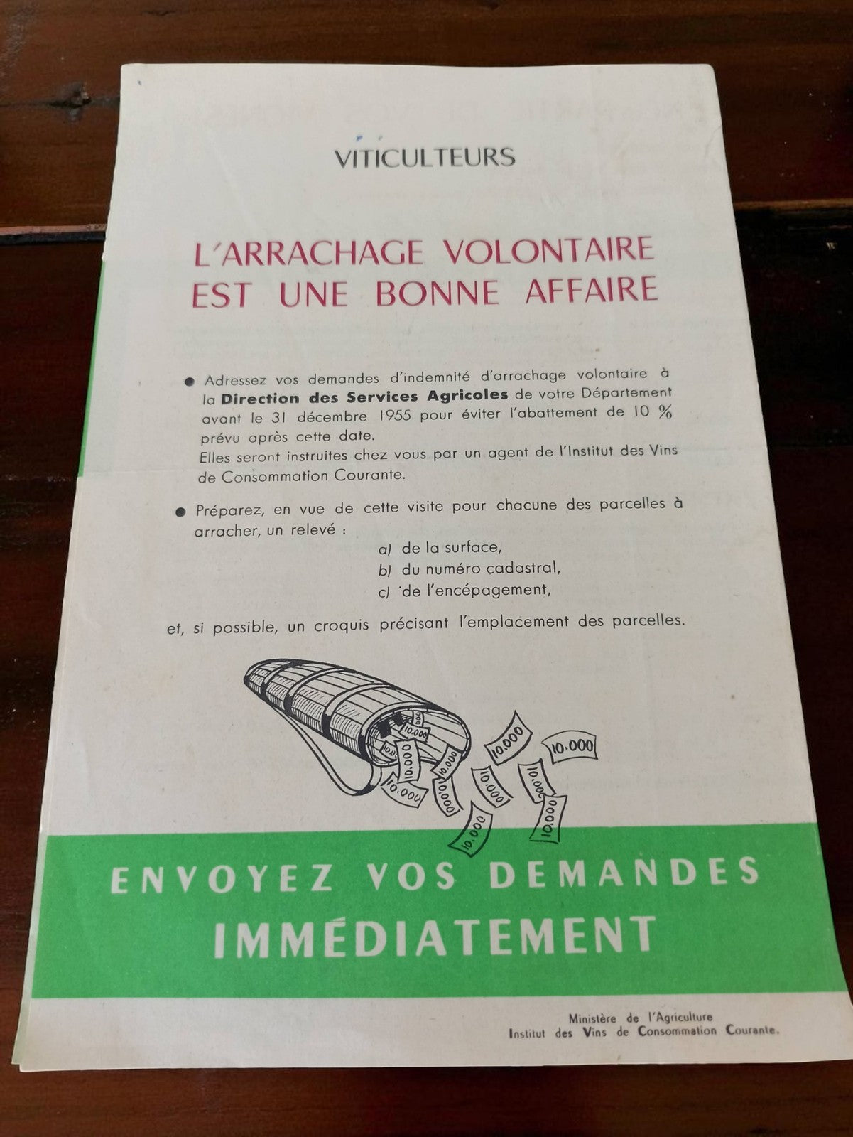 Brochure viticole ancienne 1955 L’arrachage volontaire rétro agriculture vignobl