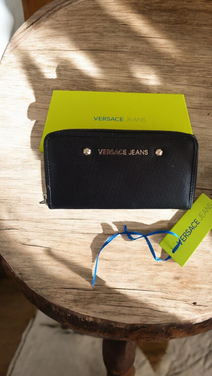 Portefeuille femme Versace Jeans noir zippé avec boîte et étiquette d?origine