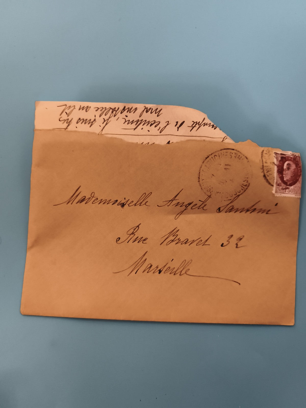 Lettre ancienne timbrée France Marseille manuscrite philatélie (Ref 3)