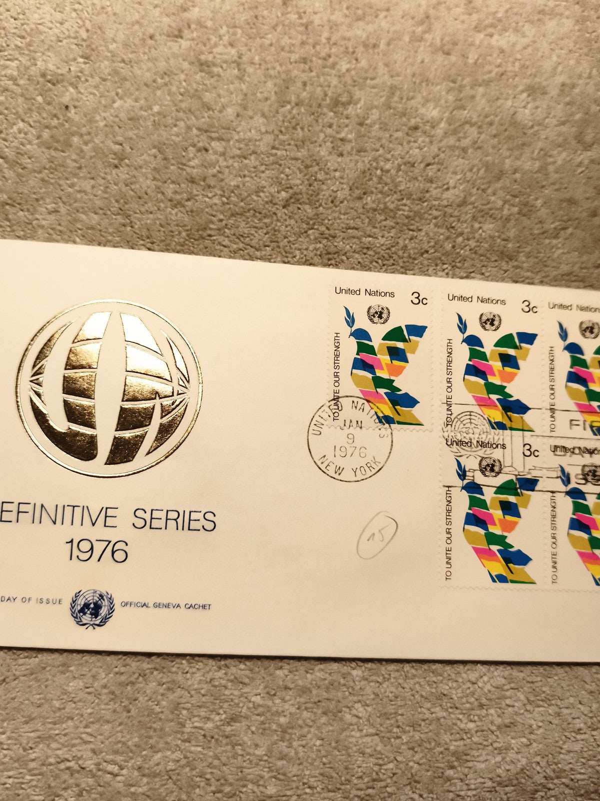 FDC ONU 1976 Definitive Series timbres 3c cachet Genève philatélie