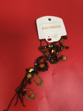 Collier vintage Bleu Turquoise, pendentifs bronze, deadstock, style bohème