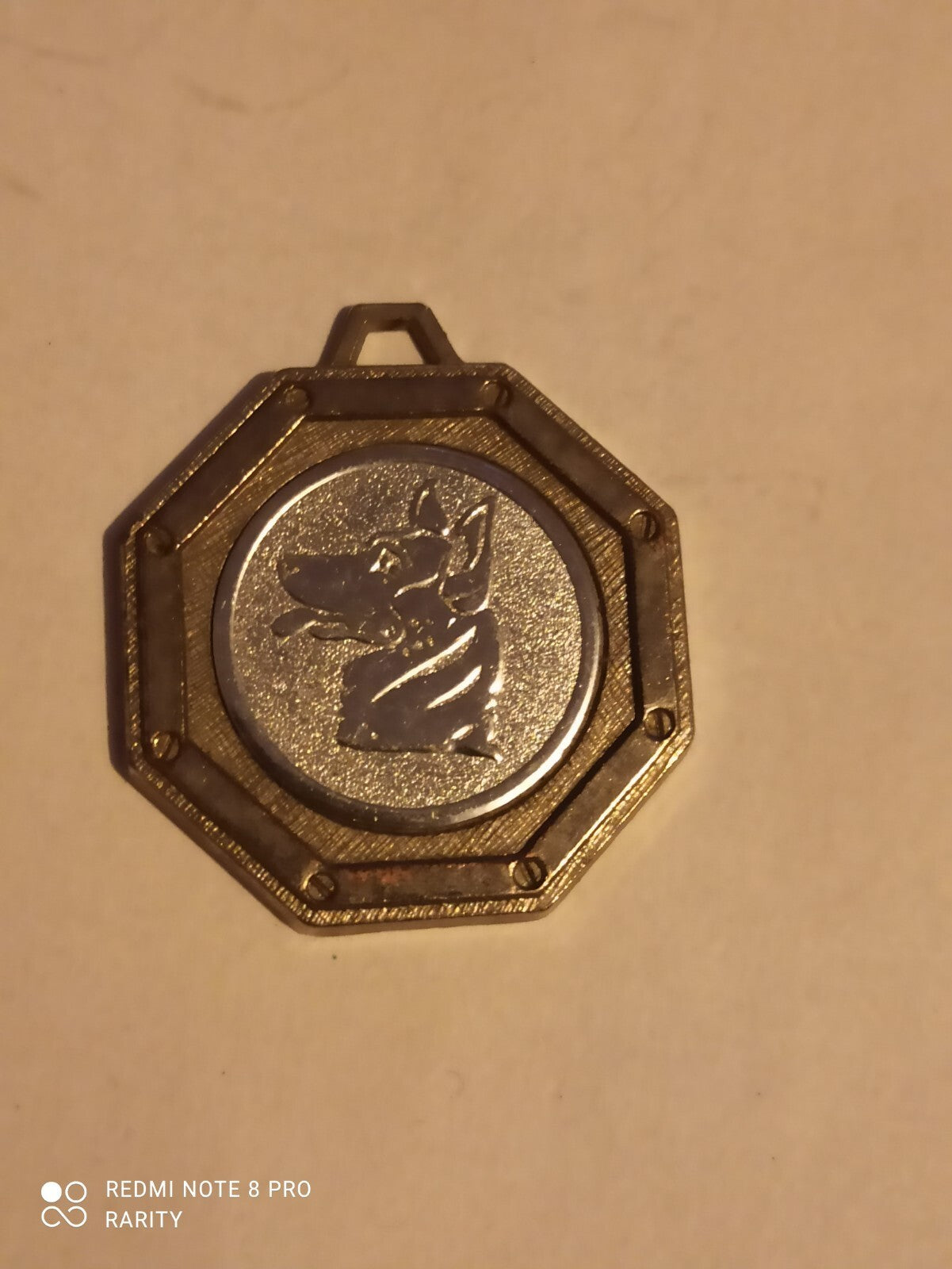 Médaille octogonale chien France 1986 vintage, Fête du Chien, rare souvenir