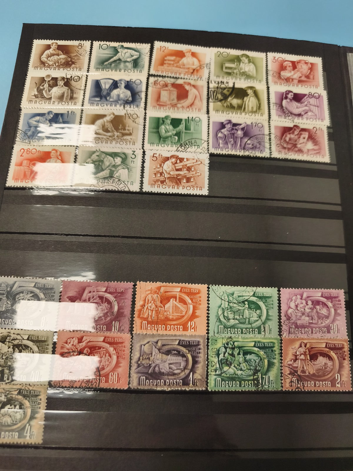 Lot anciens timbres oblitérés Hongrie Magyar Posta multicolores philatélie