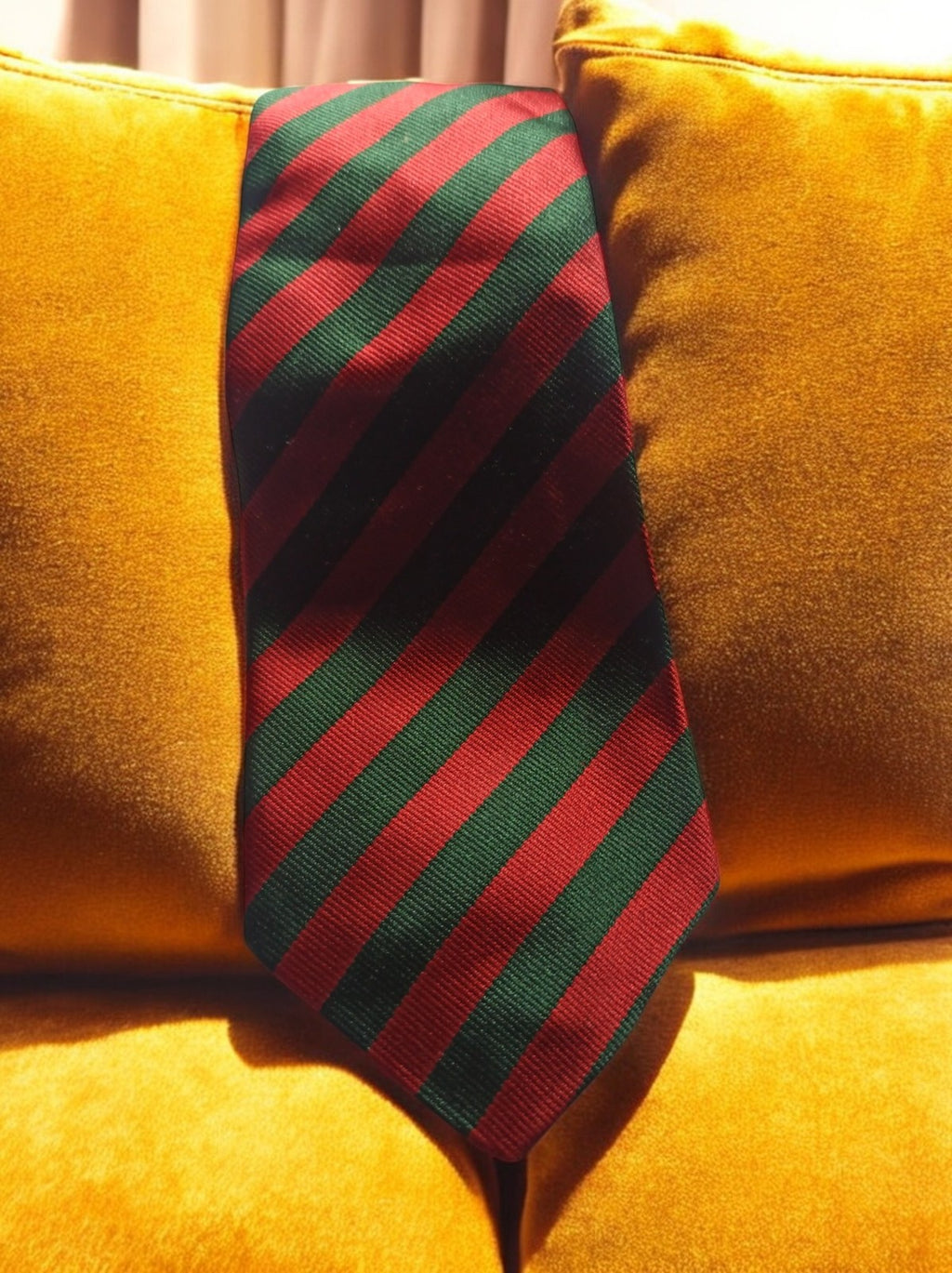 Cravate vintage Stefanel rayée rétro vert rouge – style élégant années 80