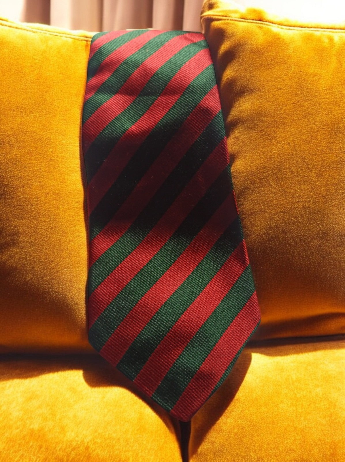 Cravate vintage Stefanel rayée rétro vert rouge – style élégant années 80