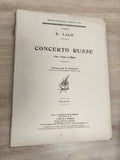 Ancien livre partitions E. Lalo Concerto Russe violon piano Durand vintage