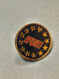 Vintage pin's rond "FUN" étoiles dorées bleu marine rétro collection
