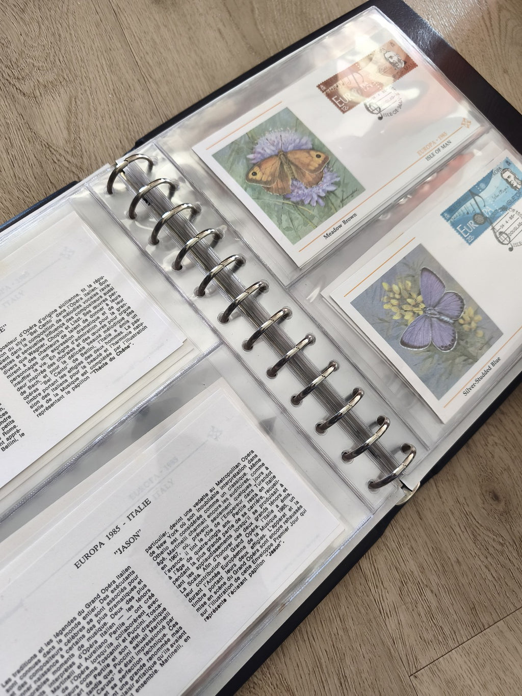 Lot enveloppes premier jour papillons avec classeur, timbres illustrés, multicol