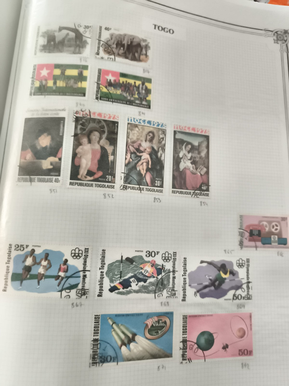 Timbres Togo oblitérés thématiques sport art faune République Togolaise philatél