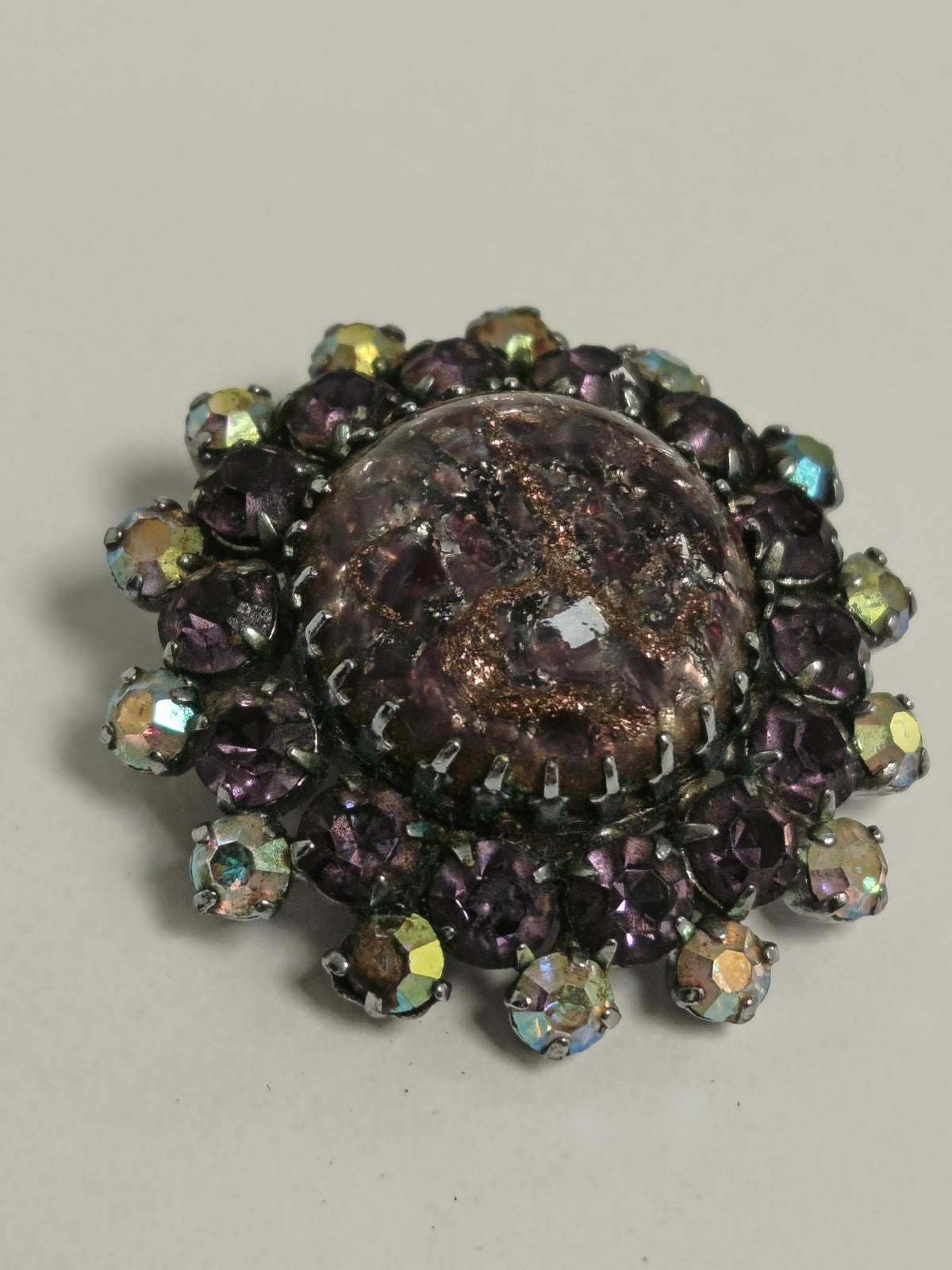Vintage retro antique fancy brooch, unique collectible decorative jewelry