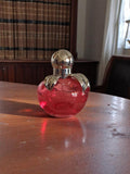 Flacon parfum vintage pomme rouge, bouchon doré, édition collector ancien