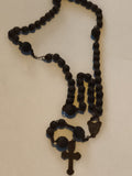Chapelet catholique ancien perles noires croix vintage rosaire religieux
