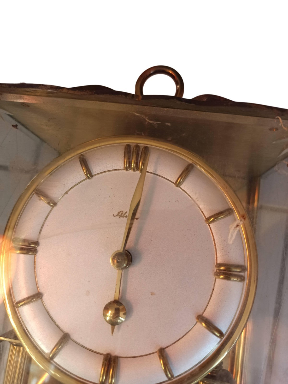 Pendule ancienne vitrine dorée à restaurer style vintage rétro déco horloge