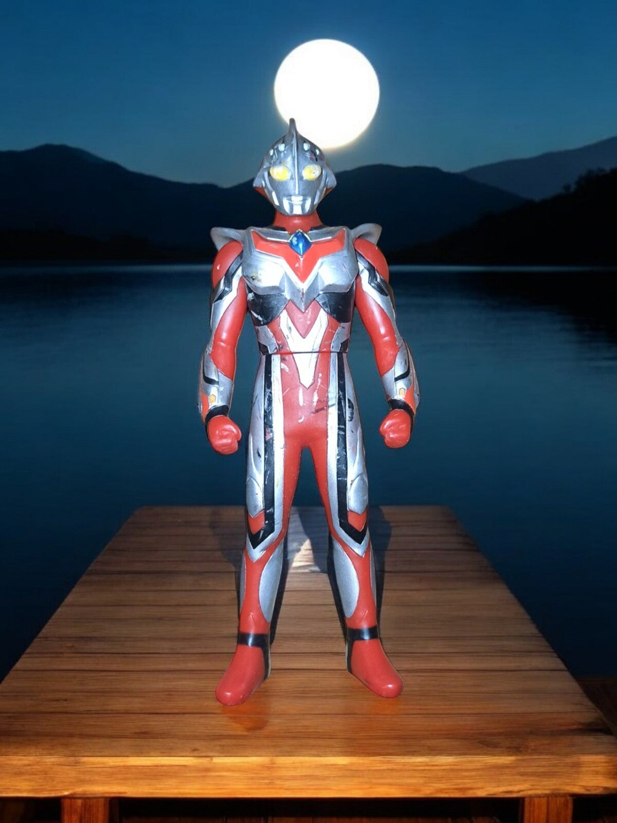 Figurine Ultraman Bandai vintage 2004 rouge argent, robot tokusatsu rare
