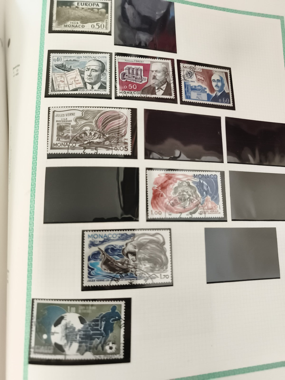 Timbres Monaco thématiques Jules Verne personnalités sport Europa oblitérés