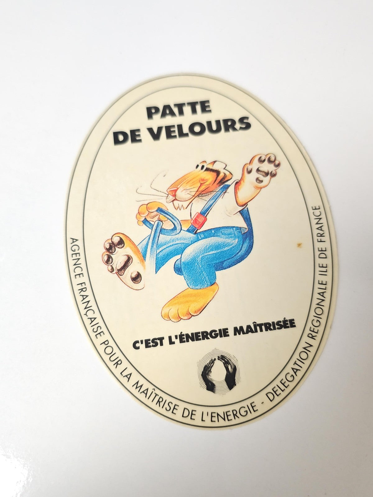 Ancien autocollant publicitaire rétro Patte de Velours grand format collection d