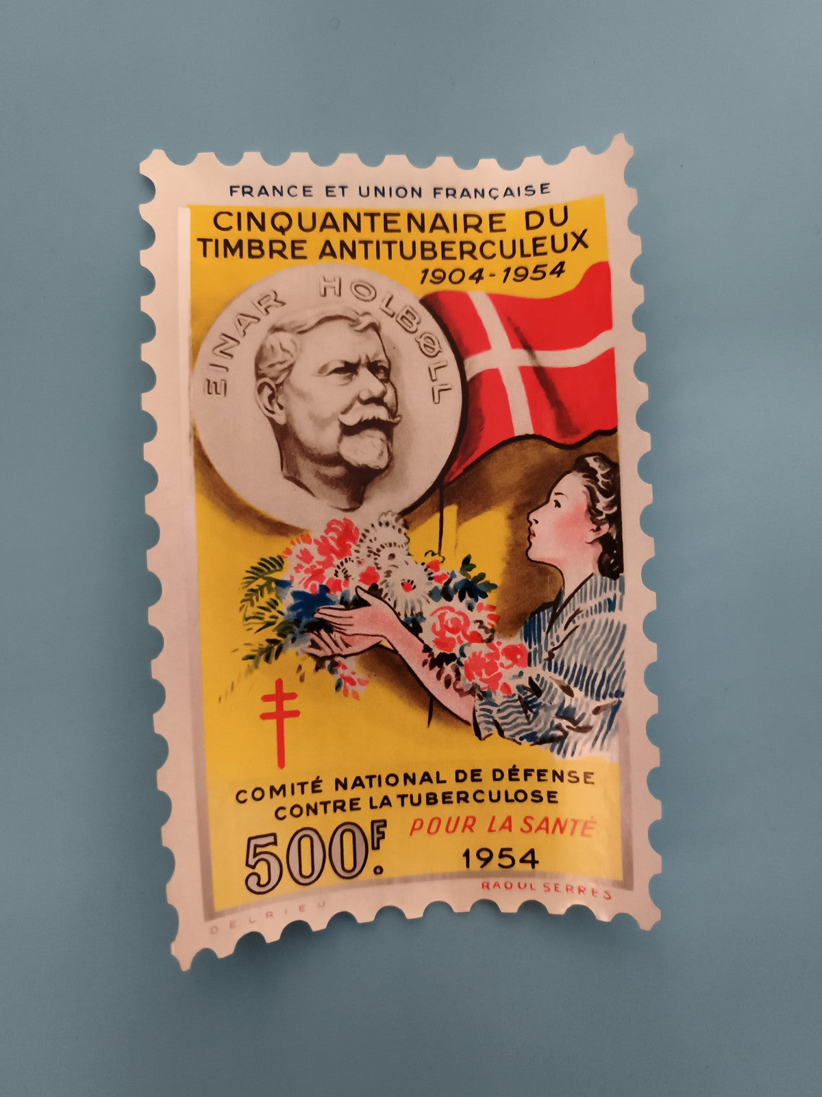 Timbre antituberculeux 1954 France Einar Holbøll 500F Comité national santé