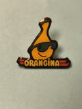 Pin's vintage Orangina bouteille mascotte lunettes publicitaire ancien