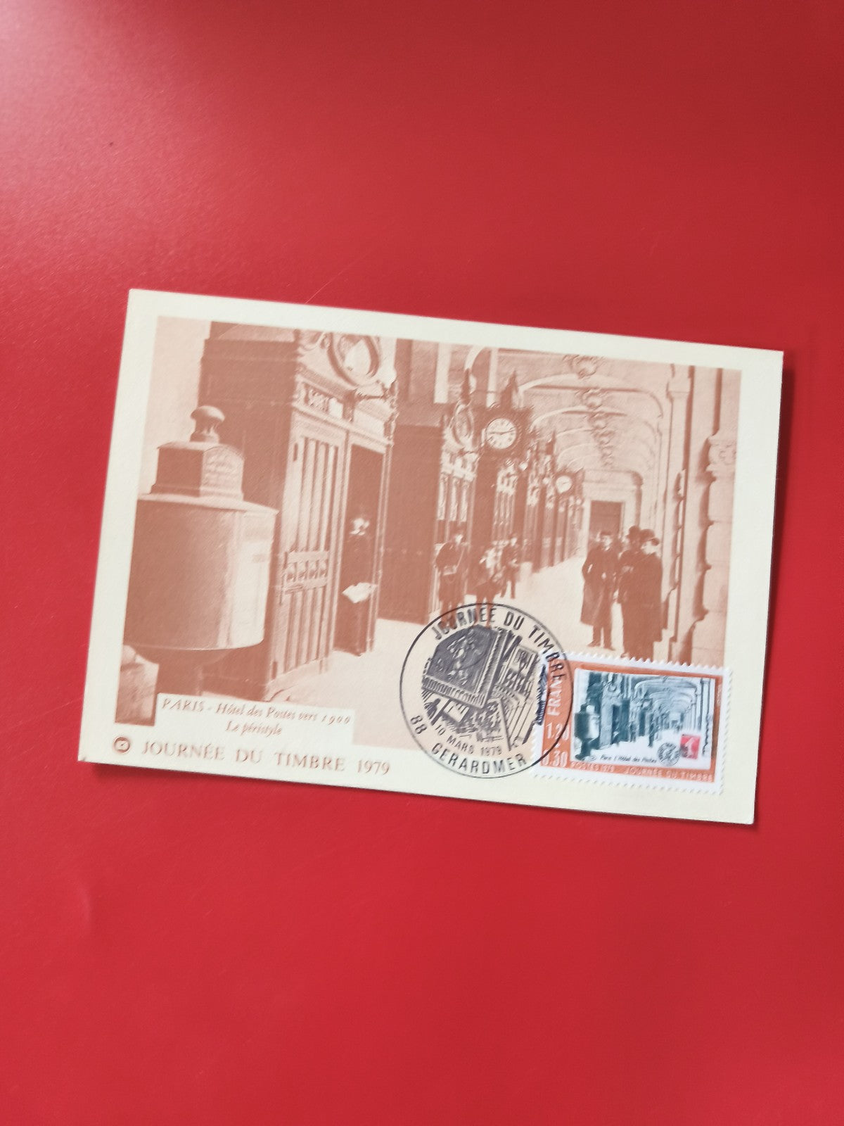 Carte postale philatélie Journée du Timbre 1979 Paris illustration cachet