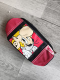 Trousse vintage Astérix rouge imprimé Obélix parc BD, trousse scolaire rétro