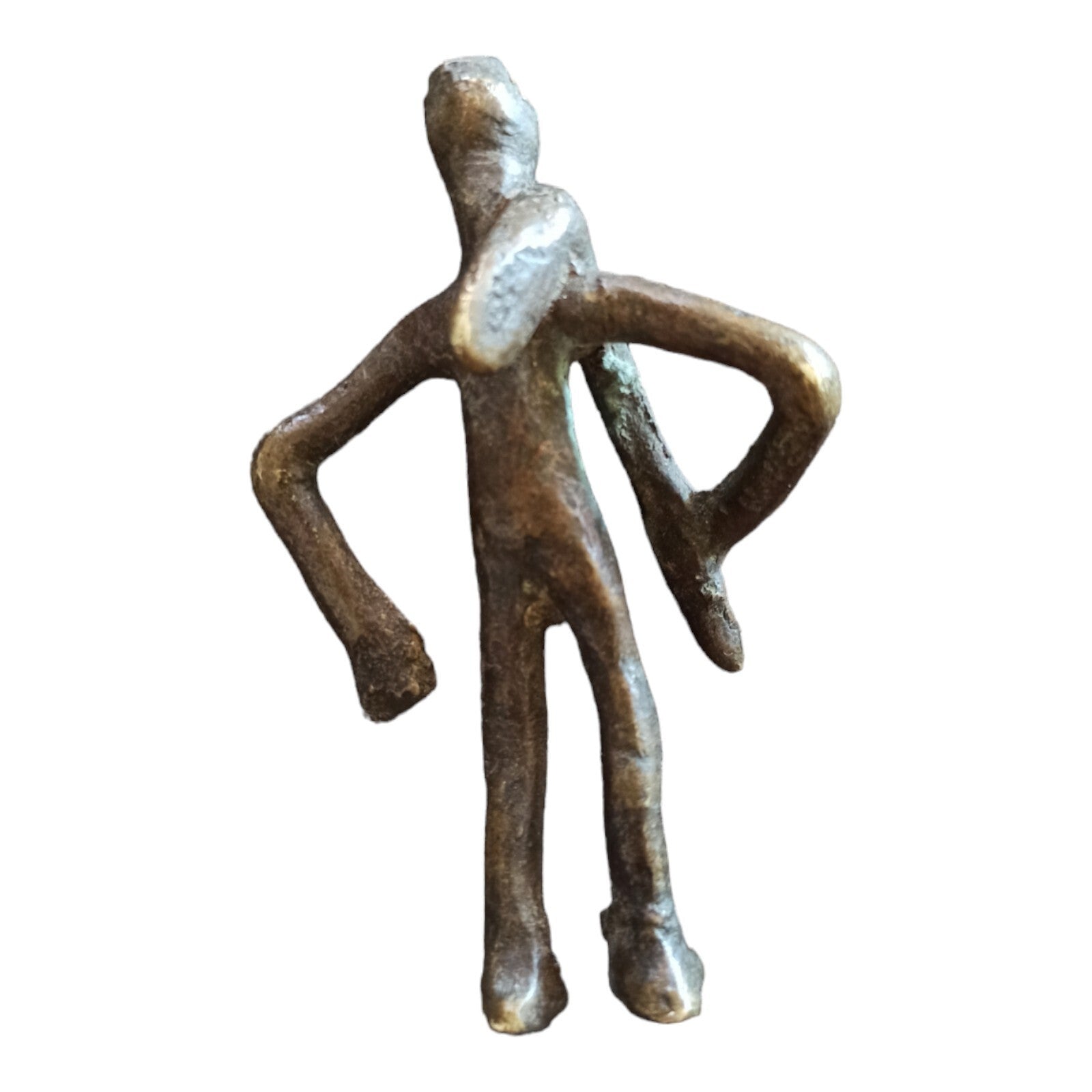 Statuette africaine bronze Gabon style primitif vintage sculpture artisanat